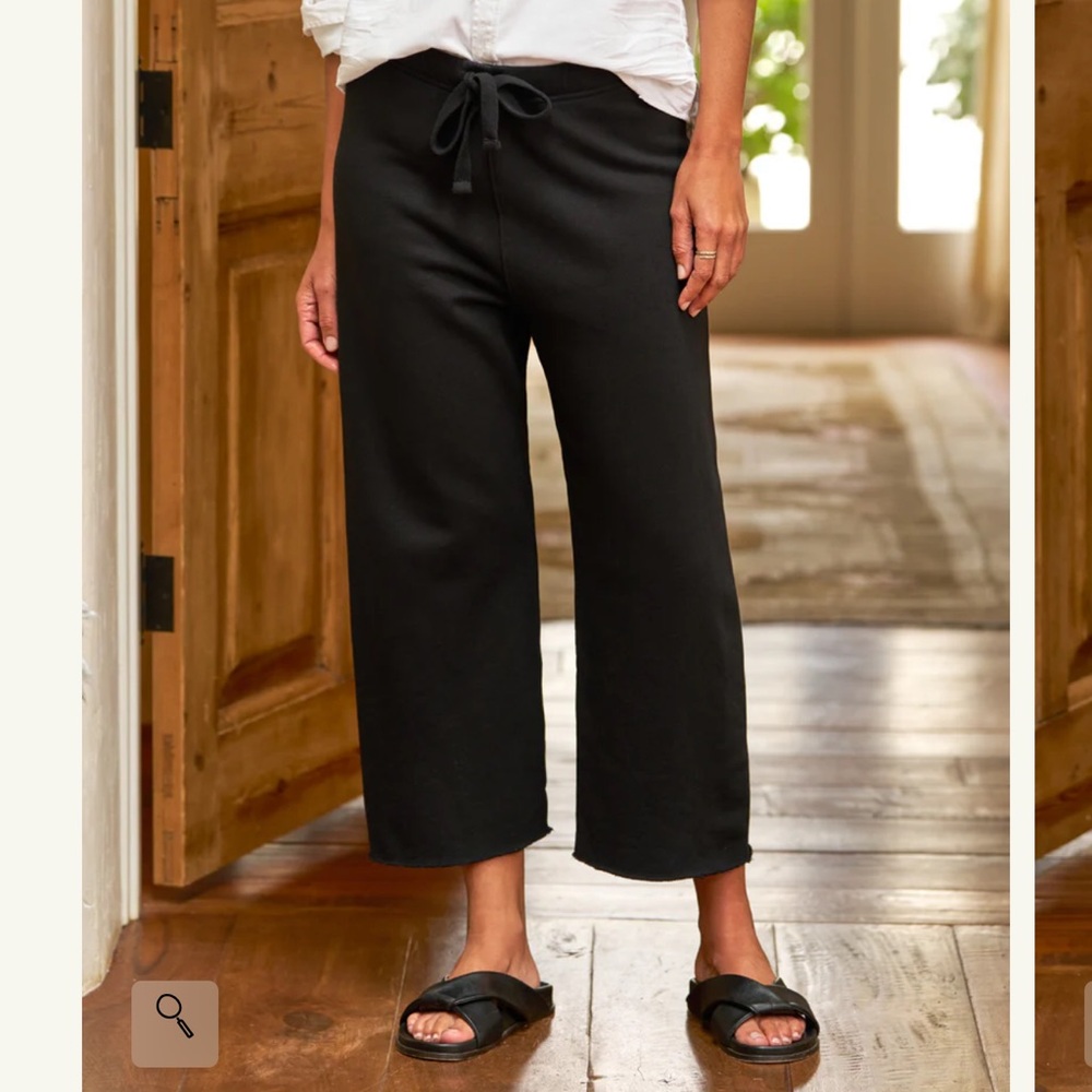 Frank & Eileen Black Drawstring Wide-Leg Cropped Pants- brand new